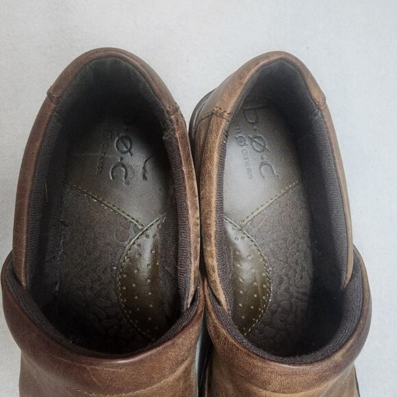 BOC Clogs Womens 7 Professional Shoes Brown Leather Slip On Wedge Low - Picture 6 of 8